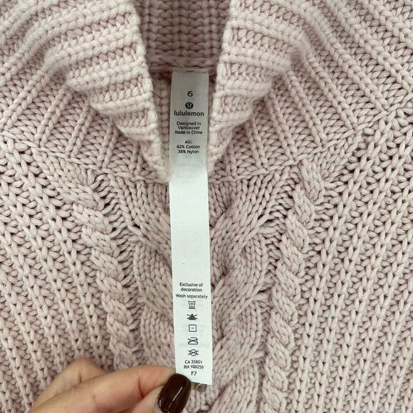 Lululemon Bring The Cozy Turtleneck Chunky Sweater Misty Pink Women 6 Cozy Thick - Picture 4 of 9